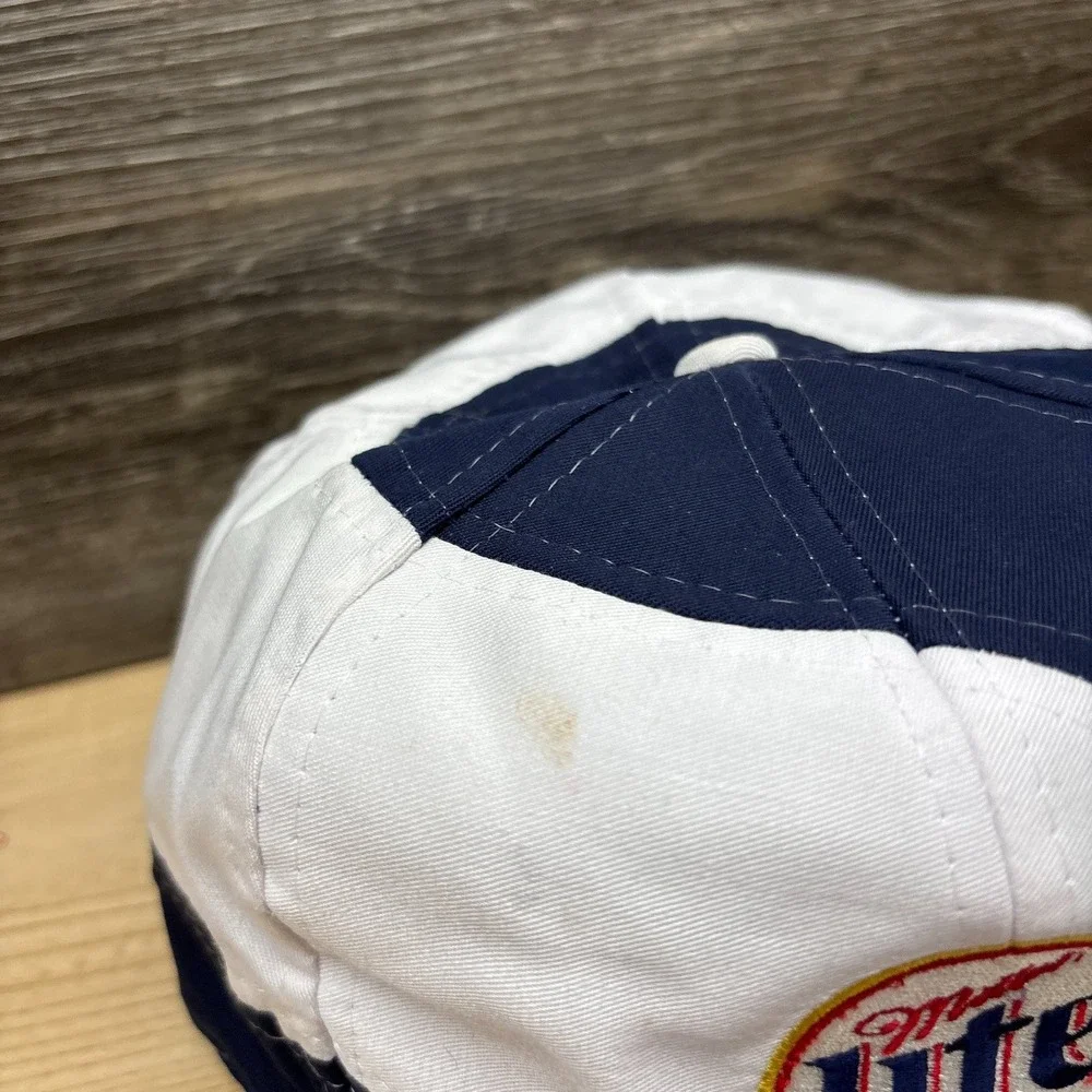 Vintage Miller Lite Hat Cap Strap Back Blue White Beer Advertising Pilsner 90s